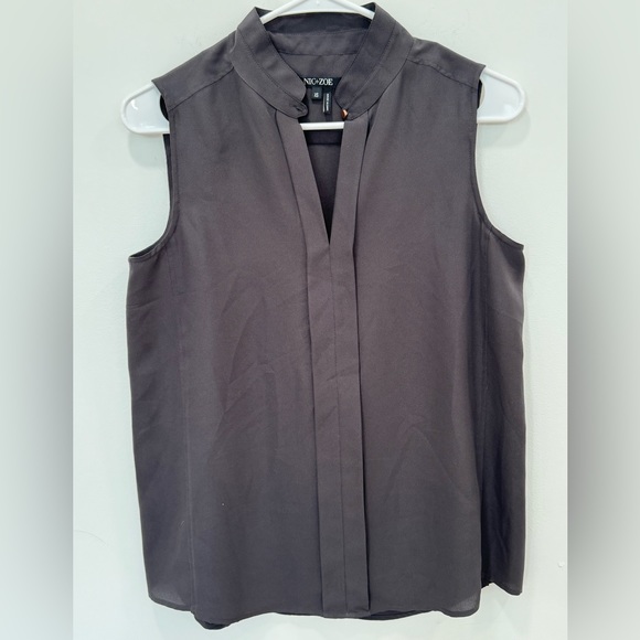 NIC+ZOE Womens Pleated Heather Sleeveless Round Neck Above The Knee Wear To Work Shift Dress